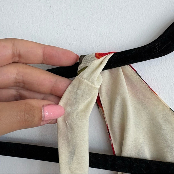 Aritzia LittleMoon Floral Jumpsuit Sleeveless Cross Front Open Back Wide-Leg Sz2 - Picture 9 of 14